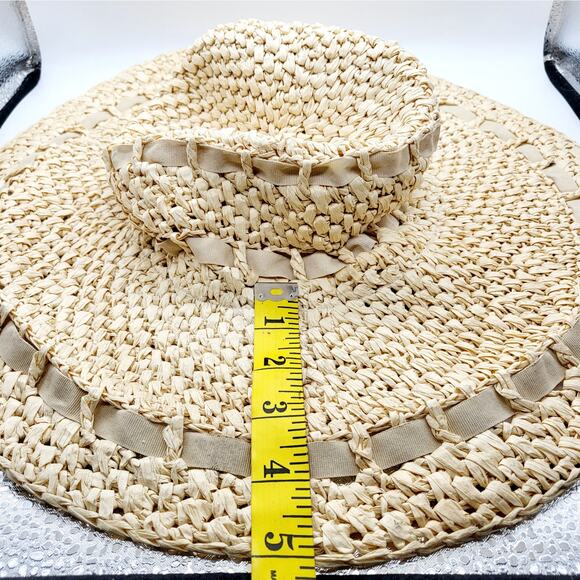 Ann Taylor LOFT Tan 100% Paper Woven Floppy Hat Sun Hat with Ribbon Detail - Picture 12 of 12